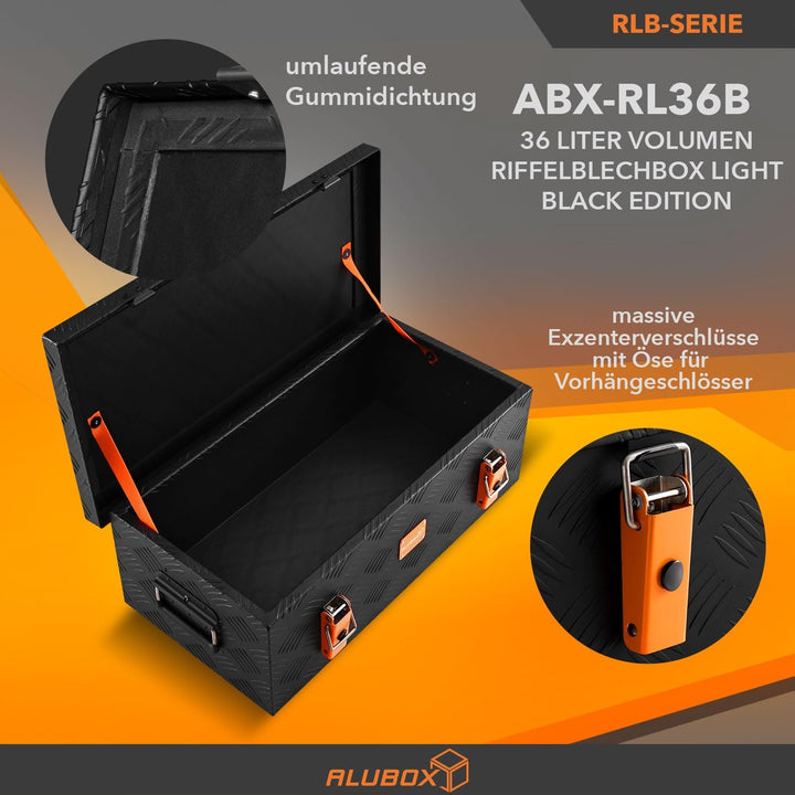 alubox Werkzeugkiste Riffelblech ABX-RL36B Aluminium 1,5mm Werkzeugkiste leicht und robust 36 Liter