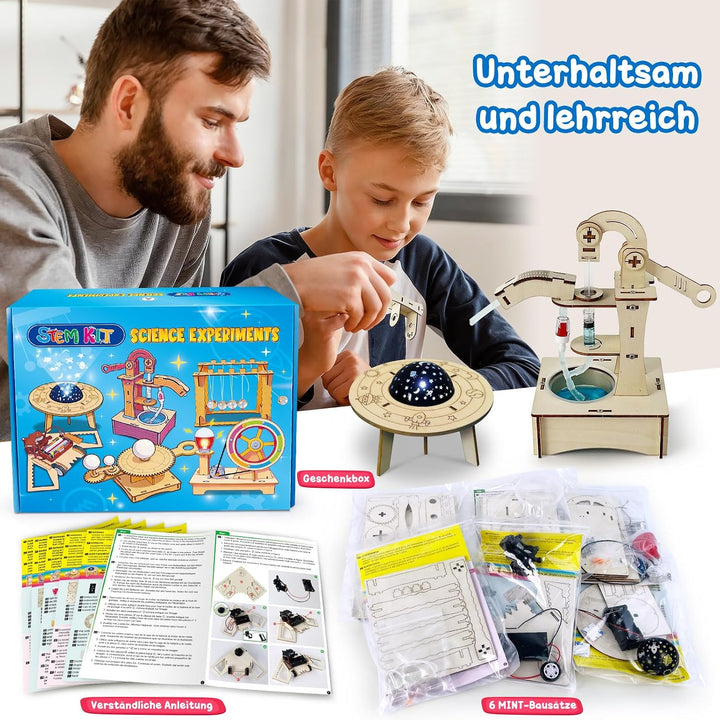 UNGLINGA STEM Spielzeug Experimente für Kinder ab 8+, Baukasten Geschenk | 6 Stück, Physik Experimen
