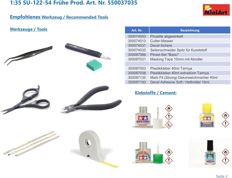 Mini Art 37035 1:35 SU-122-54 Frühe Prod.-originalgetreue Nachbildung, Modellbau, Plastik Bausatz, B