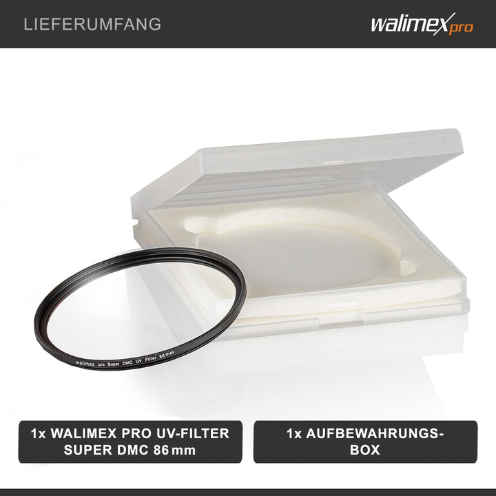 Walimex pro UV-Filter Slim Super DMC 86mm - besonders hochwertiger UV Filter Objektivfilter, Slim nu