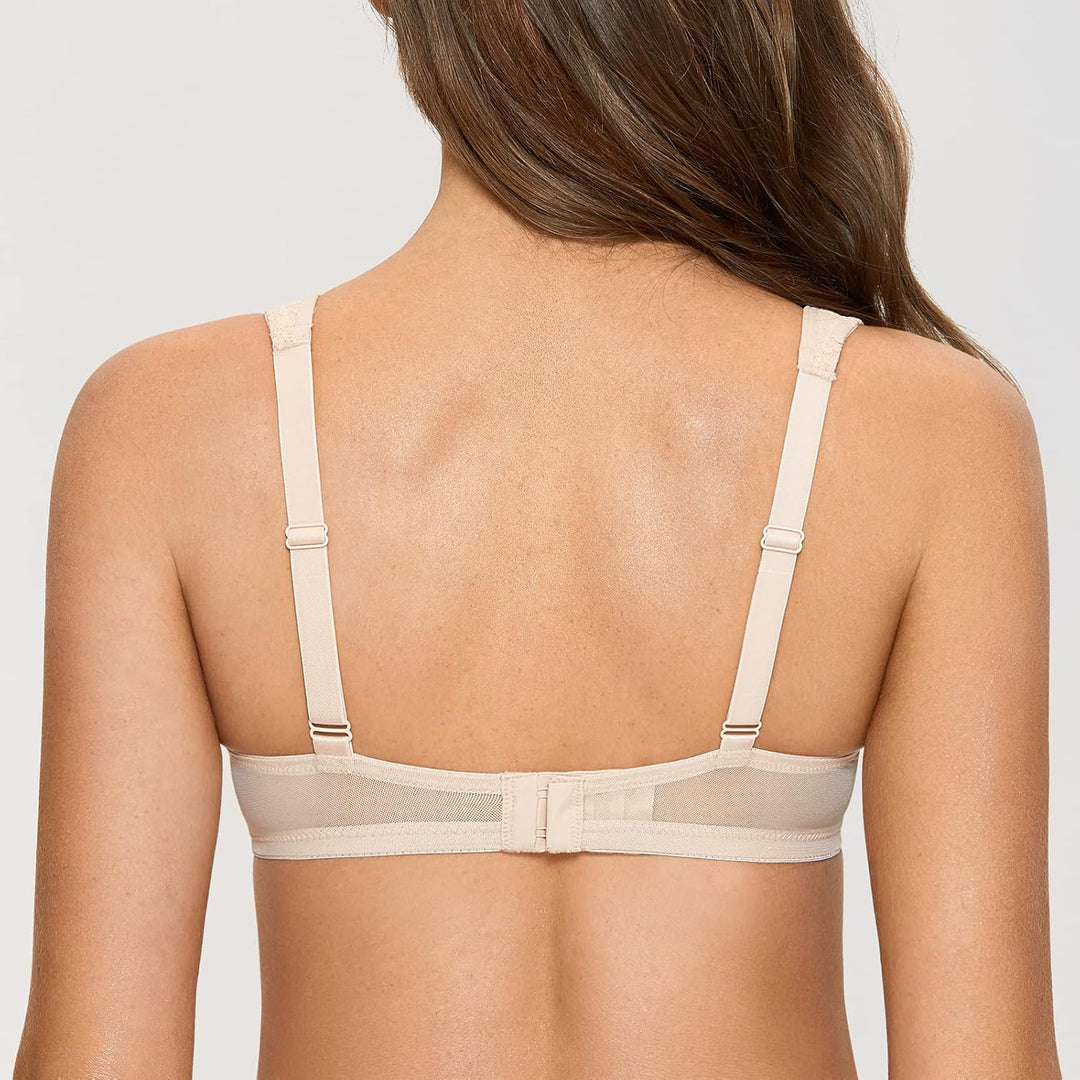 DOBREVA Damen tiefer Rücken BH Leicht Gepolstert Bügel T Shirt BHS Neckholder Unsichtbar Rückenfrei