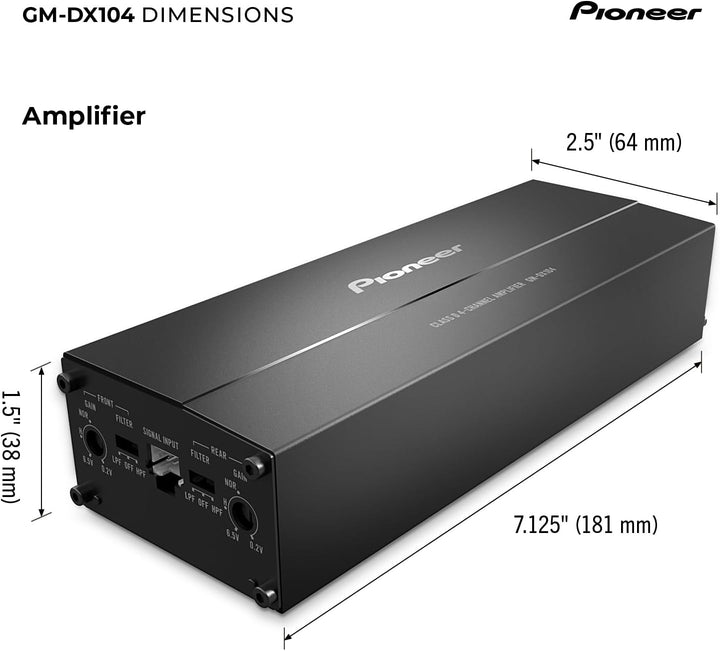 Pioneer GM-DX104 ultrakompakter Class-D 4-Kanal-Verstärker (Hi-Res Audio, 400 W), brückbar, kompatib