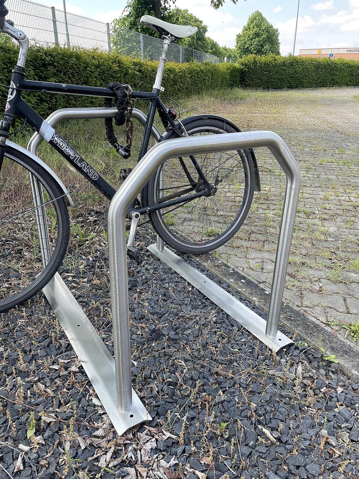 steland metallmanufaktur® Fahrradständer | Edelstahl | Anlehnsystem für 4 Fahrräder | sicherer Stand