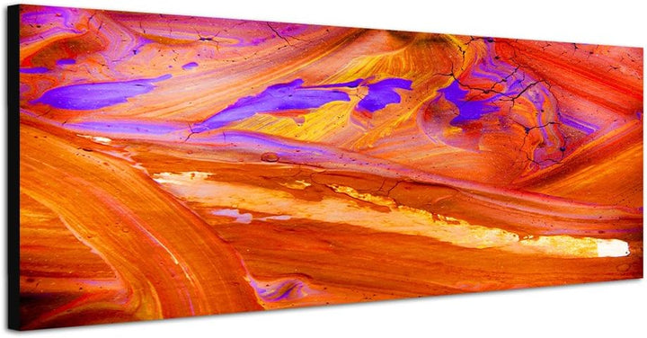 Paul Sinus Art Panoramabild auf Leinwand und Keilrahmen 120x40cm Malerei abstrakt orange lila