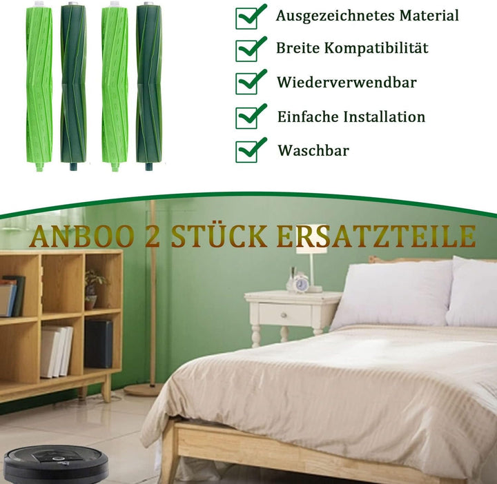 ANBOO 2 Set Premium Rollen Bürste Zubehör für Irobot Roomba E/I/J Serie I7 I7+ I3 I3+ I4 I4+ I6 I6+