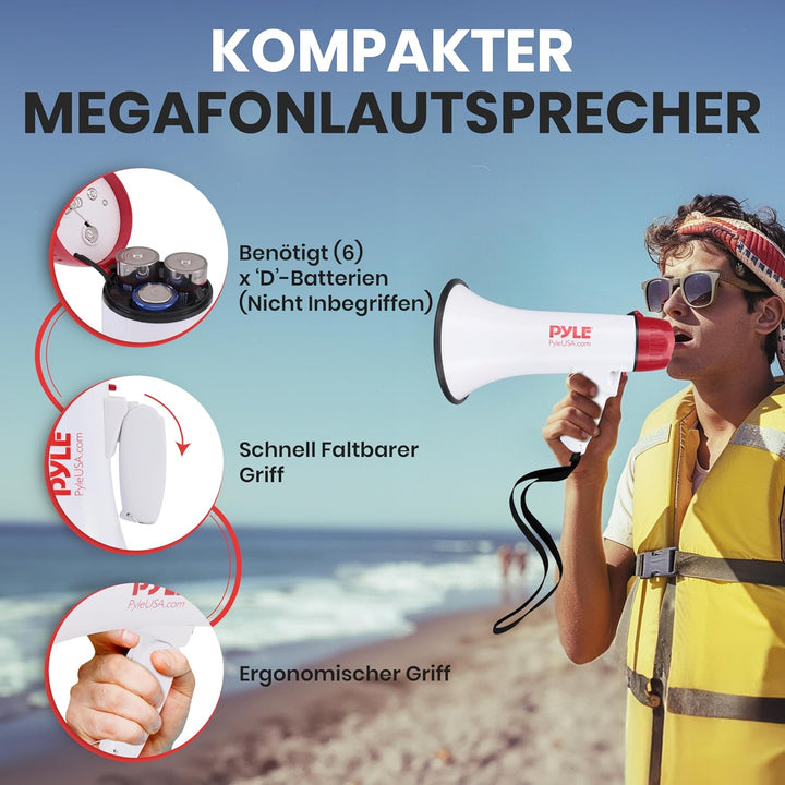 PYLE AUDIO INC Bluetooth Megaphone - PA Megaphone Speaker with Wired Microphone, Siren Alarm Mode, M
