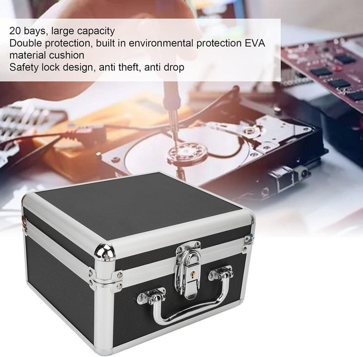 2.5-Zoll-Festplatten-Aufbewahrungsbox,Festplattengehäuse, Aluminiumlegierung, 20 Einschübe, doppelte
