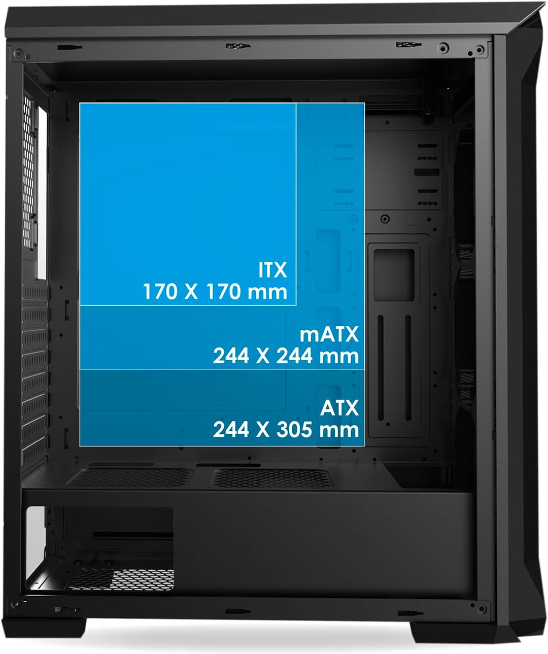 EMPIRE GAMING – Darkwitcher - PC Gehäuse Gamer - ARGB Mittelgrosser Gehäuseturm ATX – Fassade aus Me