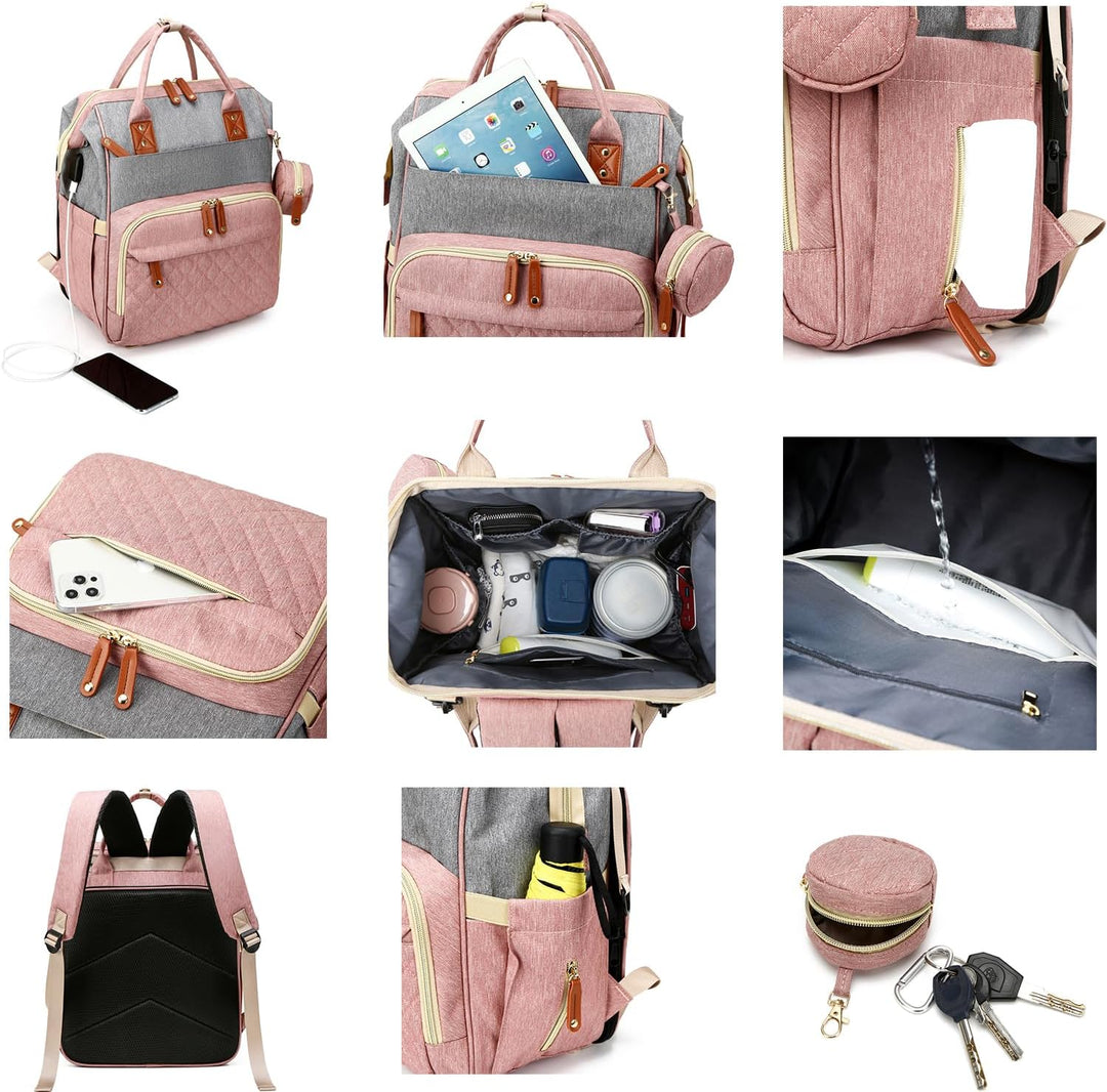 Wickeltasche Rucksack Baby Wickelrucksäcke mit Grosser Kapazität Tragbare Reisewindeltasche mit falt