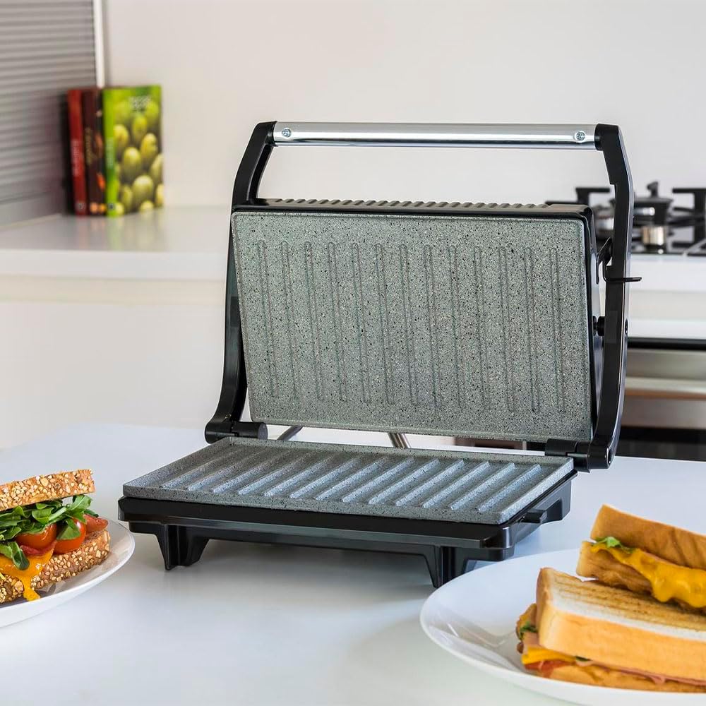 Cecotec Rock'nGrill Elektrogrill mit Grill, 700W, Oberfläche 23 x 14,5 cm, Antihaftbeschichtung, PTF
