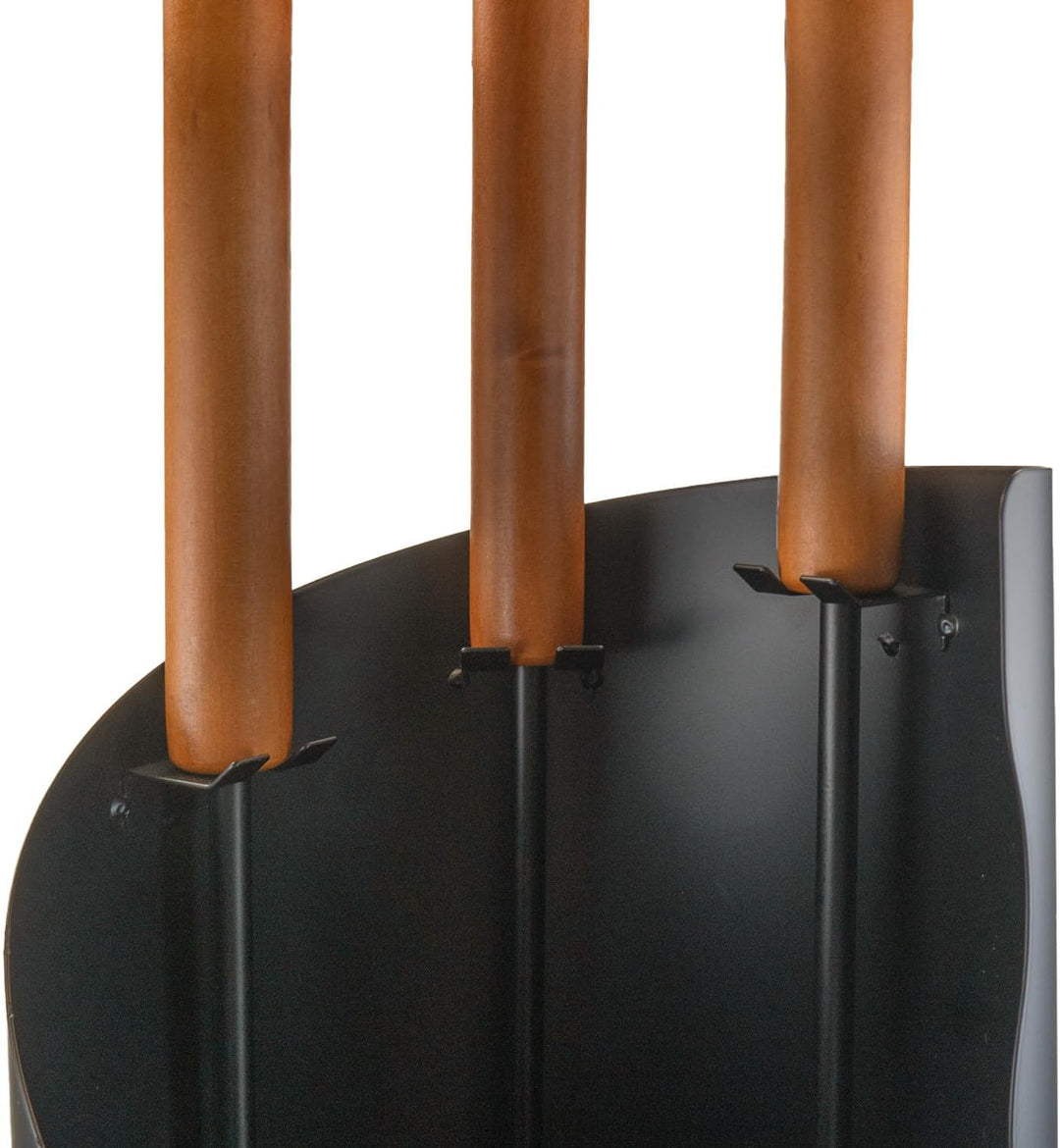 Raik Kaminbesteck Benno 3-teilig Stahl Schwarz mit langen Holzgriffen Feuerstellen-Zubehör-Set mit S