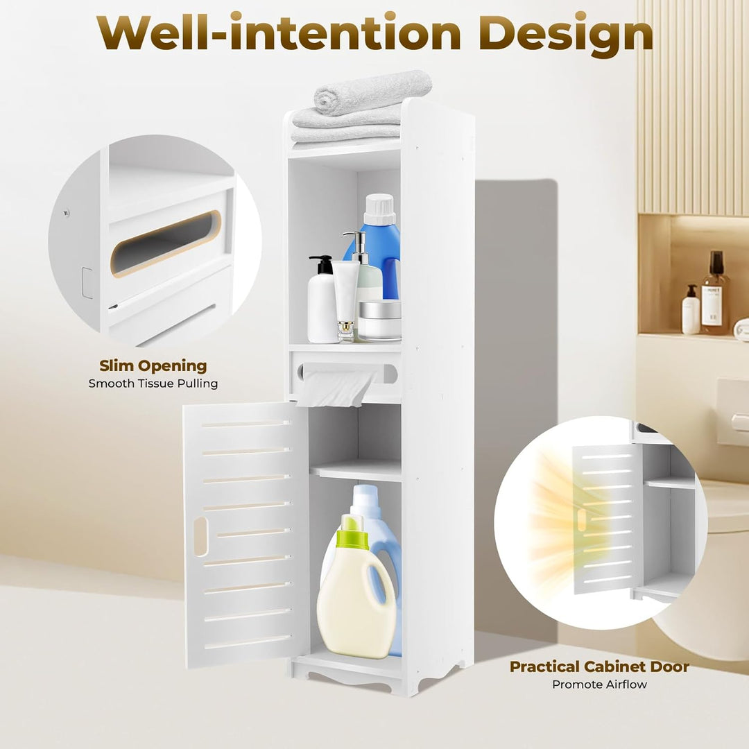 KOLHGNSE Badschrank Schmal, Freistehende Badezimmerschrank Schmaler Schrank Hochschrank Badregal Bad