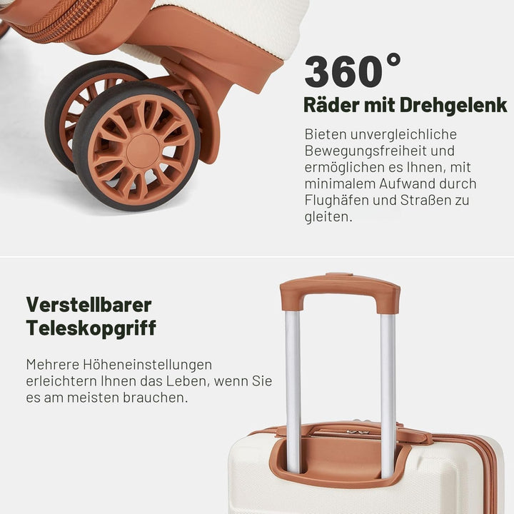 KONO Koffer Klein 16 Zoll Leicht ABS+PC Hartschalenkoffer mit Zahlenschloss Reisekoffer mit 4 Rollen