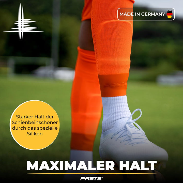 PASTE ® Schienbeinschonerhalter aus Silikon - DAS ORIGINAL - Fussball für Herren, Damen & Kinder Ora