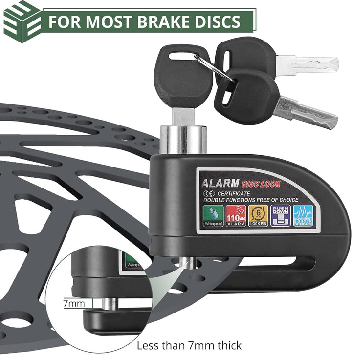 EYPINS Bremsscheibenschloss Motorrad Alarm 110dB, Scheibenschloss Motorradschloss mit 1,2m Erinnerun