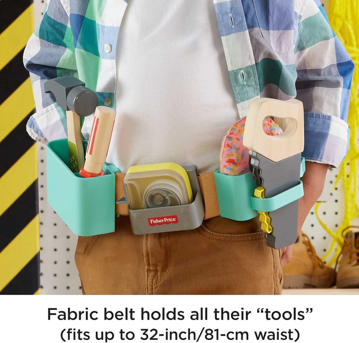 Fisher-Price GGT60 - DIY Werkzeuggürtel mit Spielzeug Werkzeug mit funktionierendem Massband, Rollen