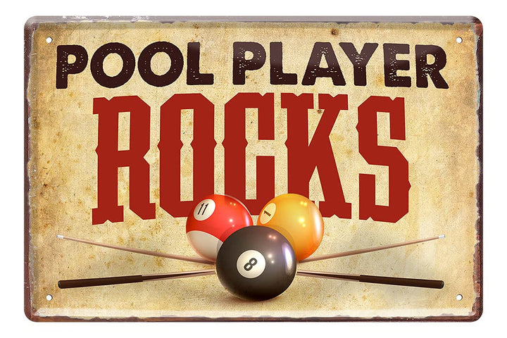 Poolbillard Blechschild - Metallschild mit witzigen Spruch für Pool Player - Retro Deko Schild für B