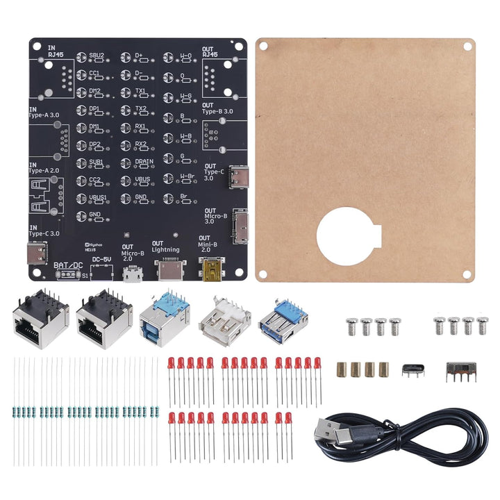 DIY USB-Kabeltester Lötprojekt-Bausatz, BANRIA 9-in-1 Universal Elektronik USB-Kabelprüfer für RJ45,