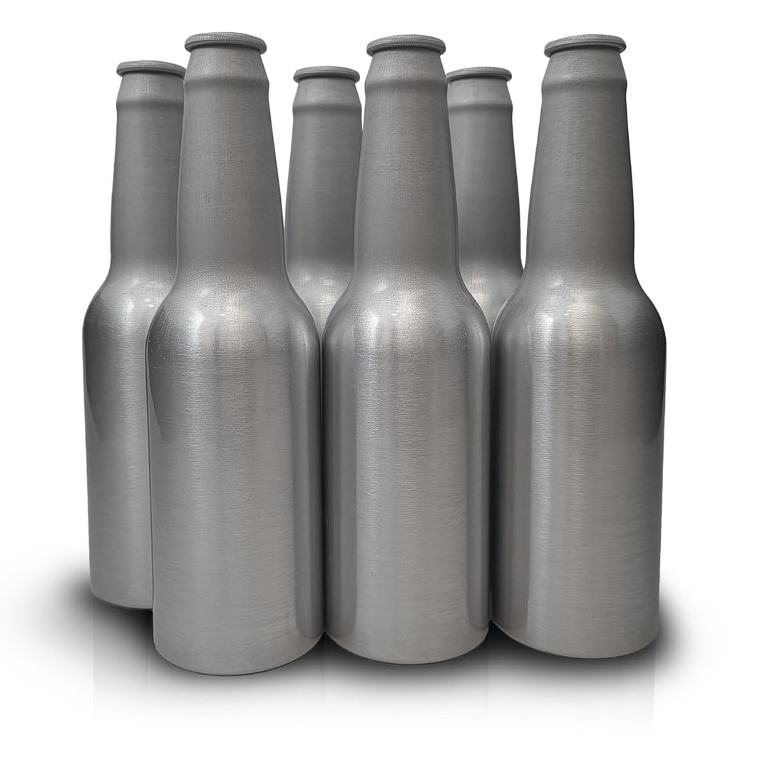 Aluminium Flaschen 6 Pack - 0,33 zum Basteln, Bemalen, Bier abfüllen, Dekoration, Leicht und Robust