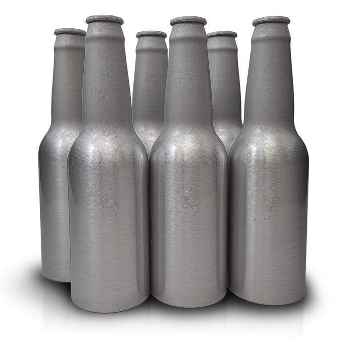 Aluminium Flaschen 6 Pack - 0,33 zum Basteln, Bemalen, Bier abfüllen, Dekoration, Leicht und Robust