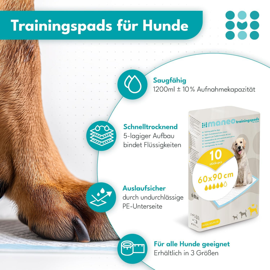 40x Welpen Unterlagen 60x90cm, maneo Trainingspads für Hunde, Welpen Unterlagen saugfähig, Hundeklo