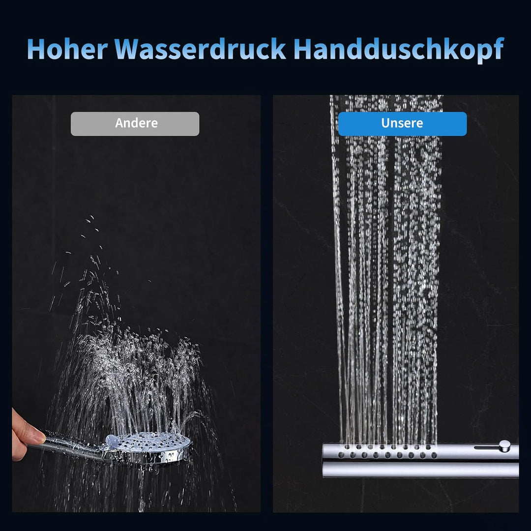 3 Modi Duschkopf Edelstahl DETBOM, Handbrause für Badezimmer, Shower Head Anti-Kalk, Wassersparend S