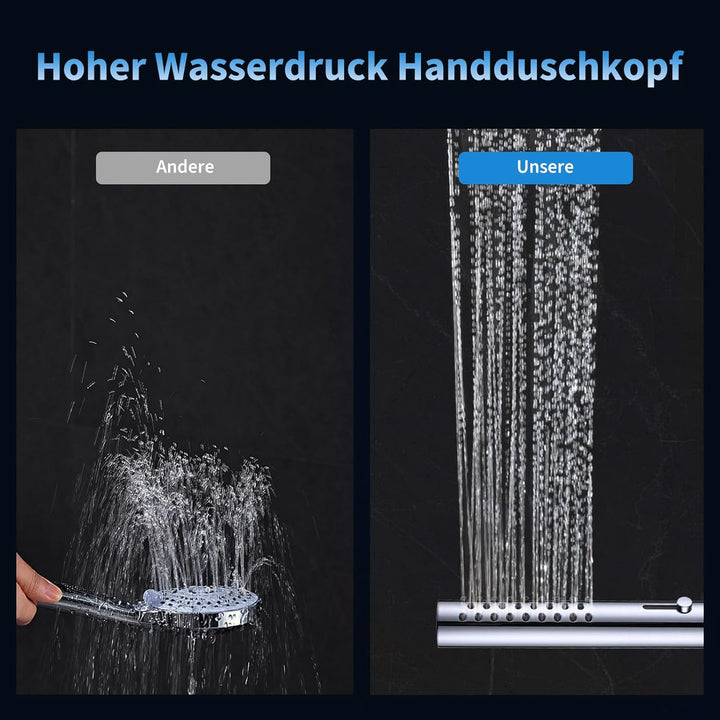 3 Modi Duschkopf Edelstahl DETBOM, Handbrause für Badezimmer, Shower Head Anti-Kalk, Wassersparend S