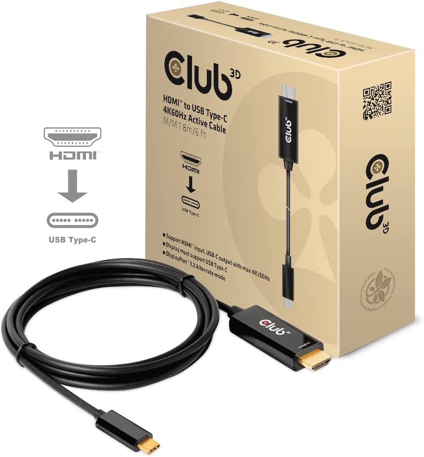 Club3D HDMI™ auf USB-Typ-C 4K60Hz aktives Kabel St./St. 1,8m CAC-1334, CAC-1334
