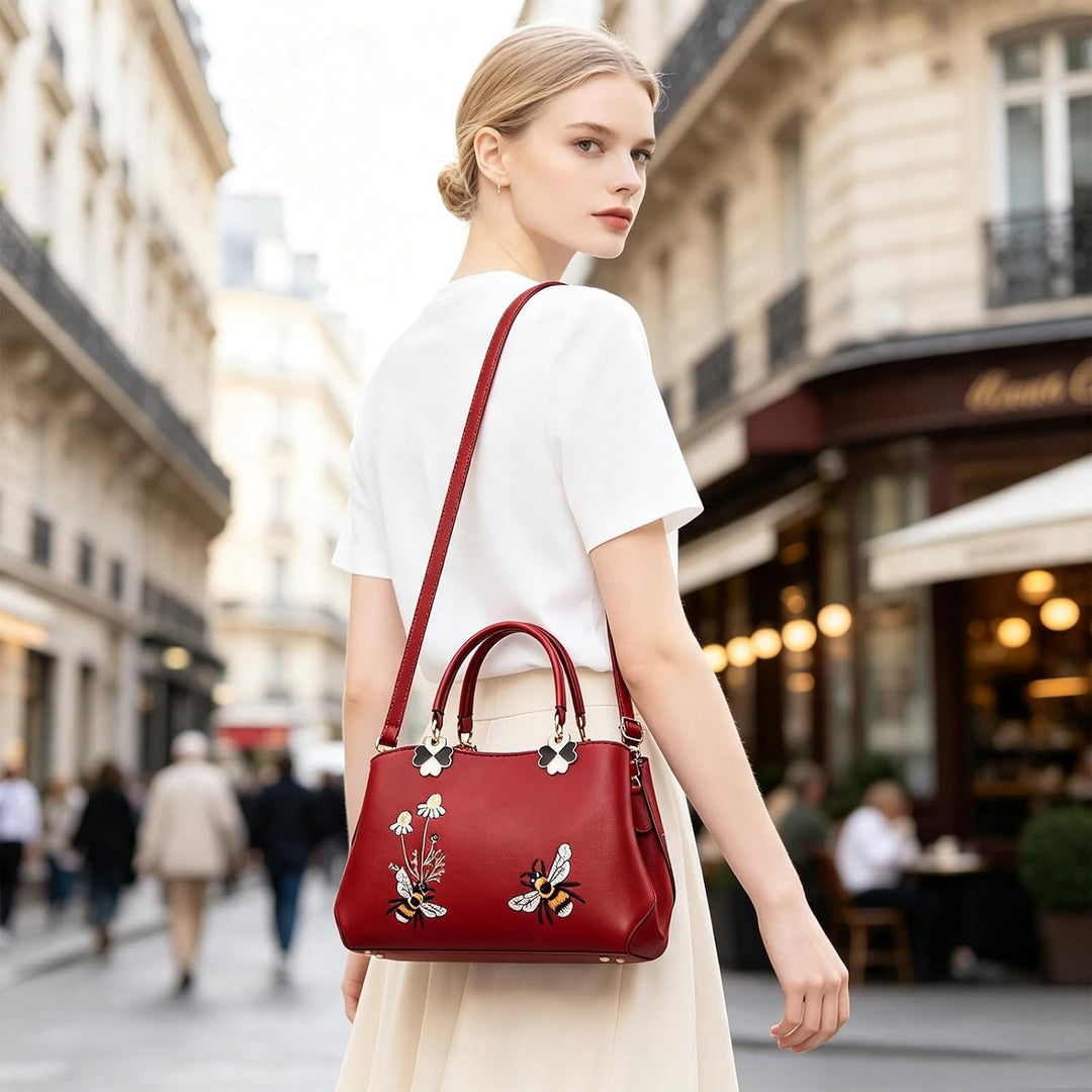 NICOLE&amp;DORIS Handtaschen Damen Mode Schultertasche Geldbörse Retro Umhängetasche Frau Tote Stickerei