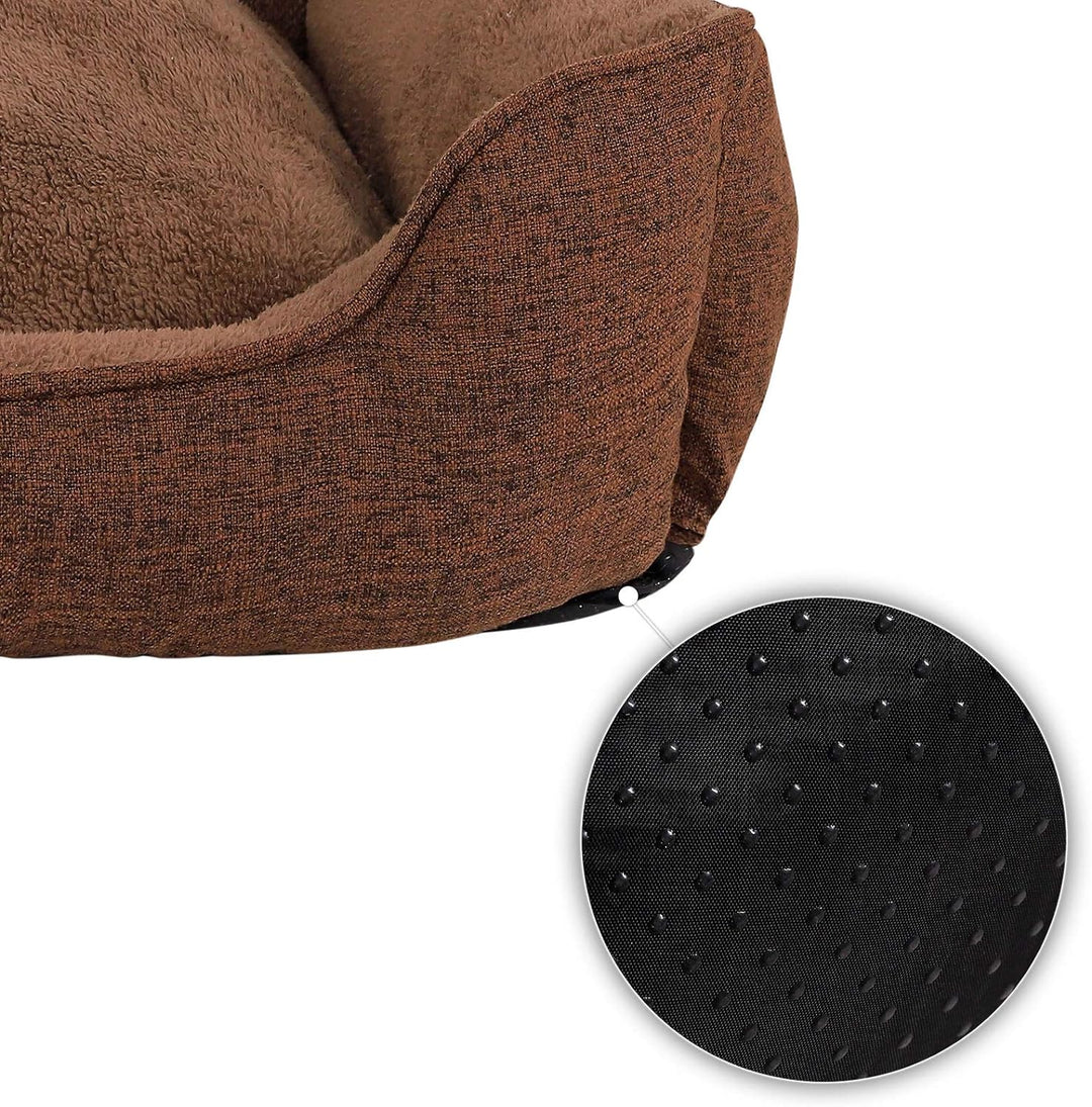 lionto Hundebett meliert Hundekissen Hundekörbchen Bezug abnehmbar, (M) 90x75 cm braun L 90 x B 75 x