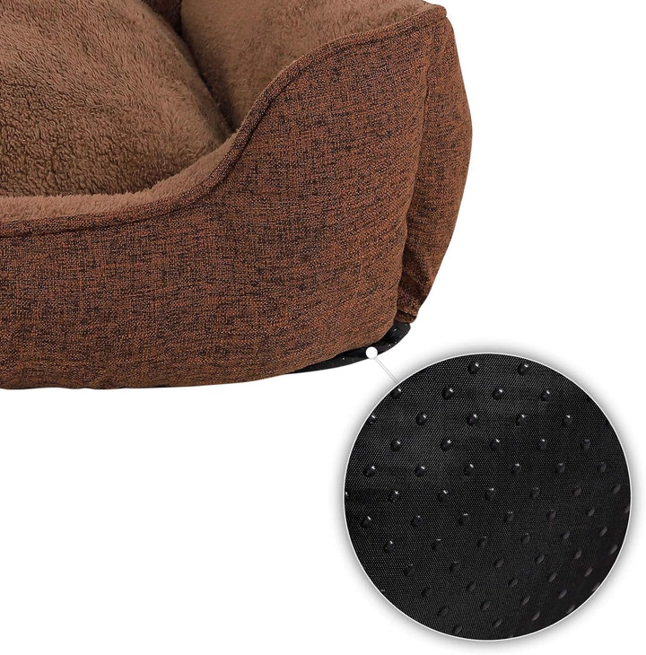 lionto Hundebett meliert Hundekissen Hundekörbchen Bezug abnehmbar, (M) 90x75 cm braun L 90 x B 75 x