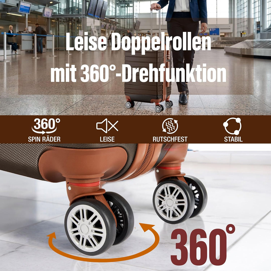 BRUBAKER Handgepäck Koffer Paris - Reisekoffer Trolley mit Zahlenschloss, 4 Rollen und Komfort Trage