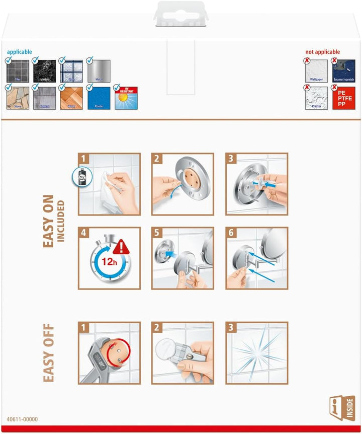 tesa schwenkbarer Kosmetikspiegel VISIOON mit 5-facher Vergrösserung - doppelseitiger Schminkspiegel