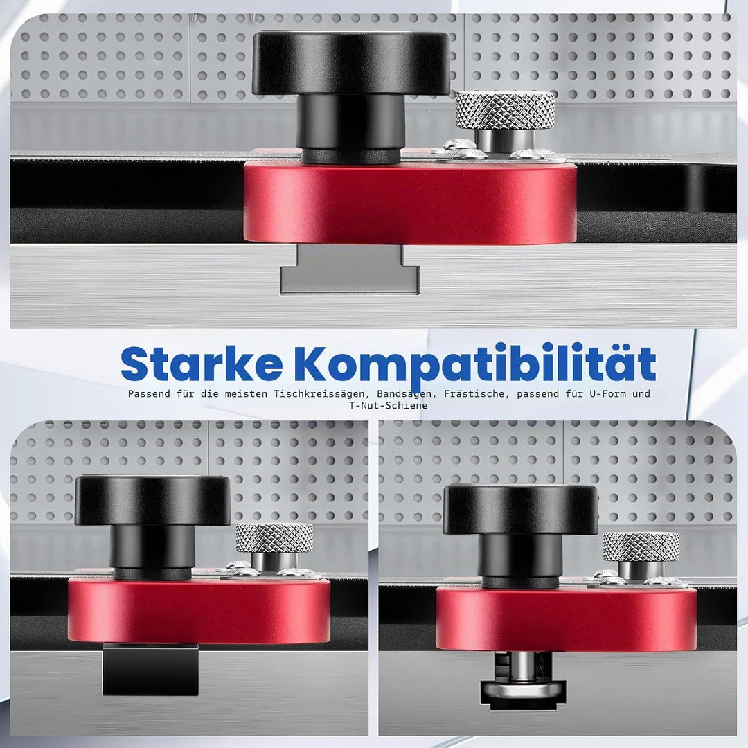 Tischkreissägenführung mit 3 Rollen – Präziser Fräsanschlag für Wiederholschnitte, 9.5x19 mm U-Slot