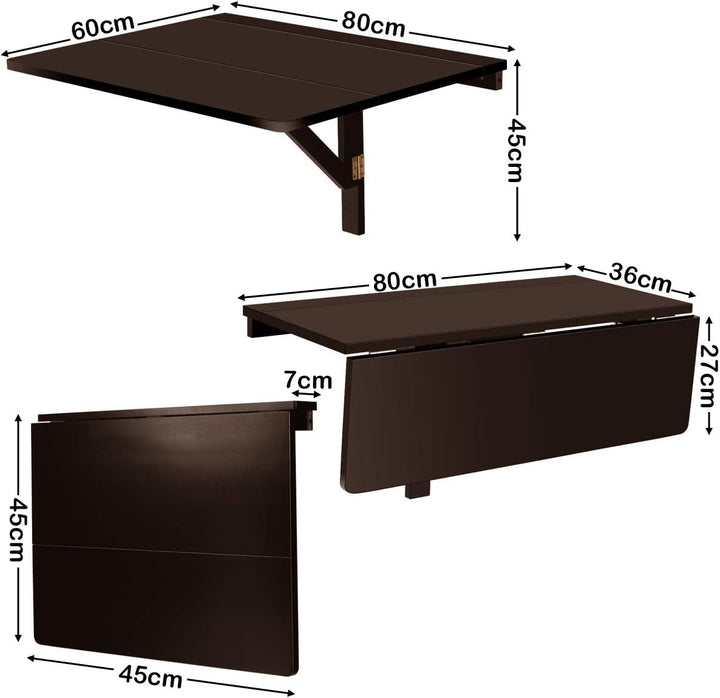 RELAX4LIFE Wandtisch klappbar, platzsparender Esstisch, Schreibtisch für Esszimmer & Studierzimmer,