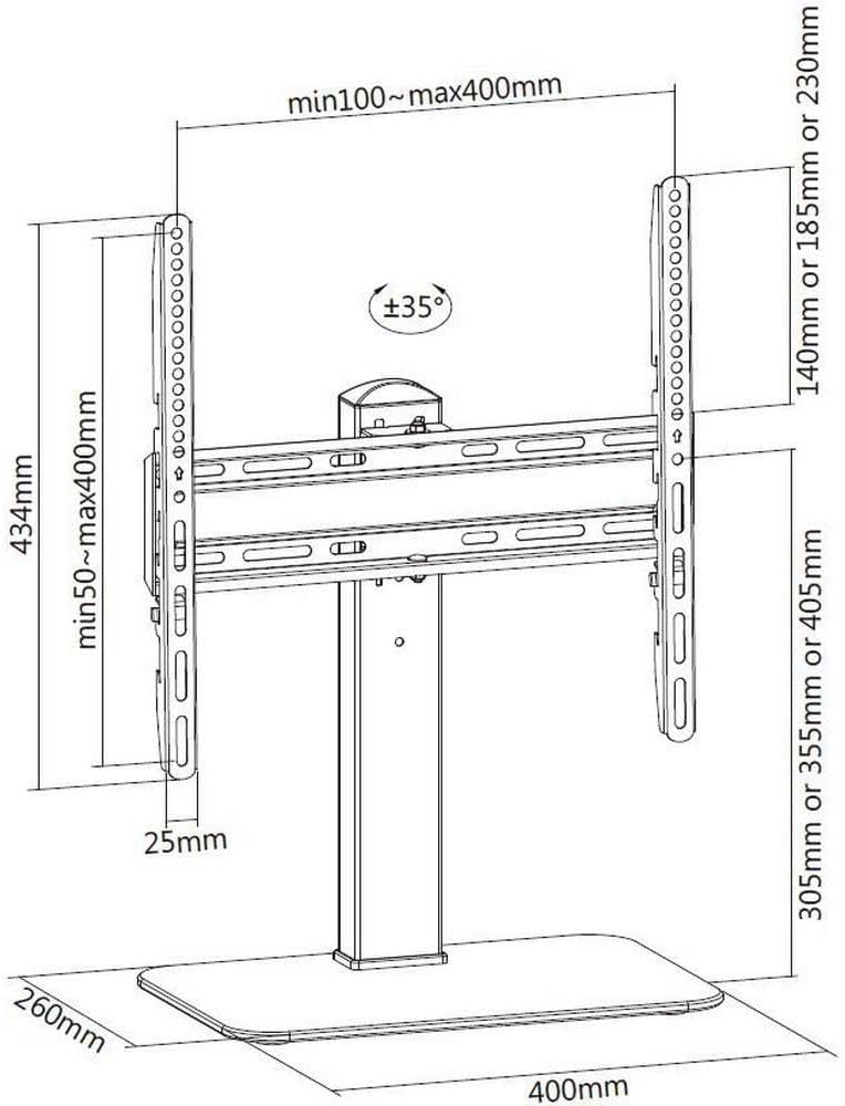 Equip 650611 Tischfuss TV/LCD Ständer 32-55 Zoll /40kg VESA, Schwarz