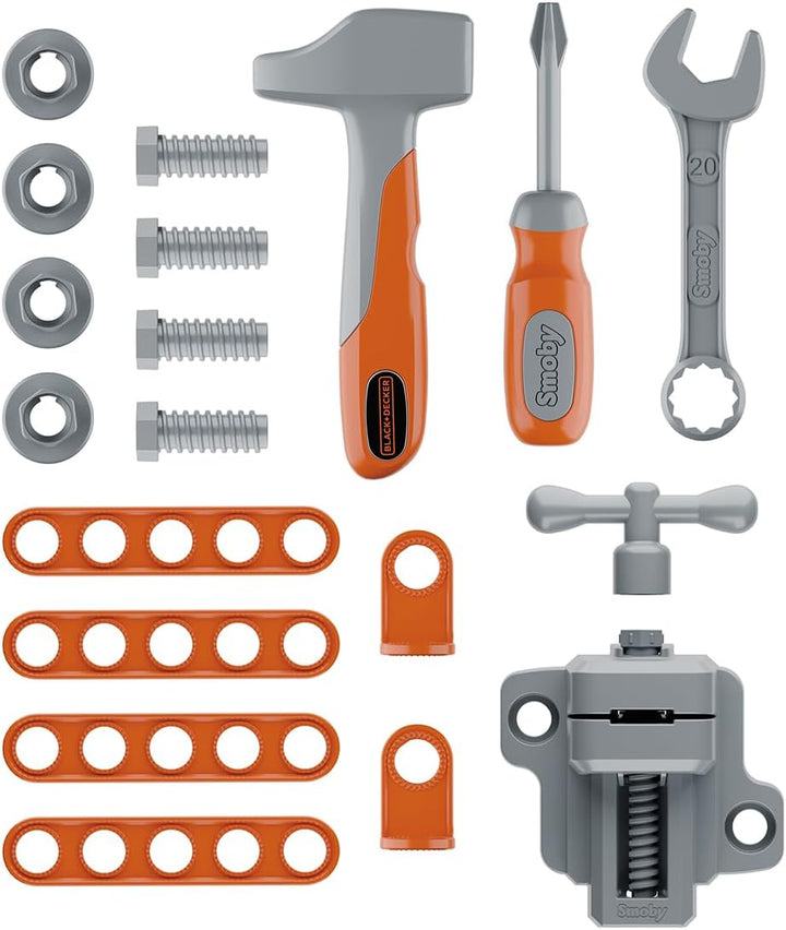 Smoby – Black+Decker Werkbank 3-in-1 - Werkstattwagen, Trolley &amp; Spielwerkbank – 19 Zubehörteile ink