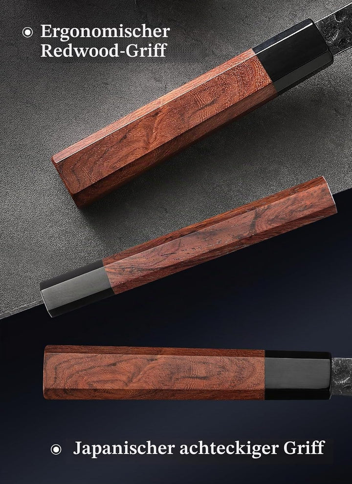 HEZHEN Kiritsuke Messer, Scharfes Kochmesser im Japanischen Stil Küchenmesser Profi, Handgeschmiedet