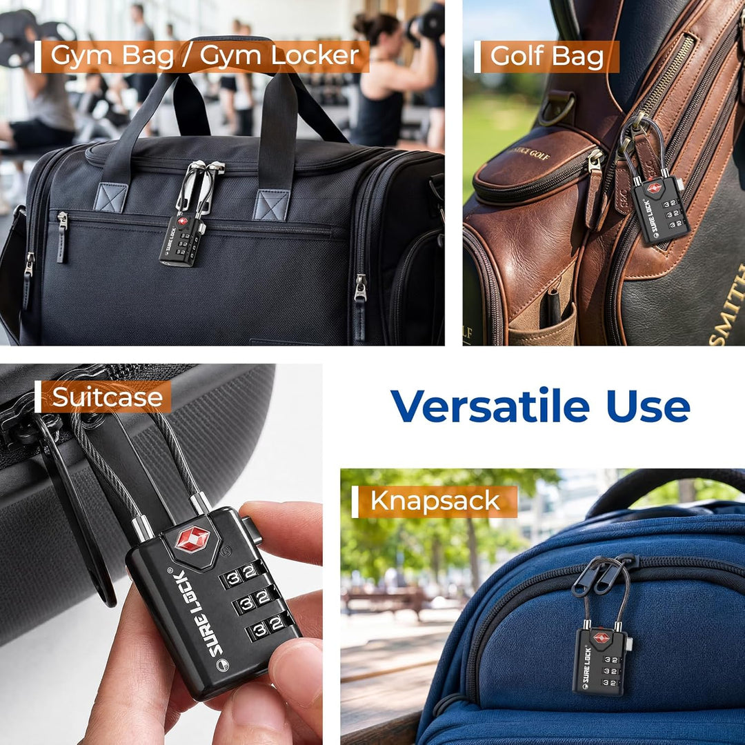 SURE LOCK TSA-kompatible Reisegepäckschlösser, Inspektionsanzeige, leicht ablesbare Zifferblätter, T