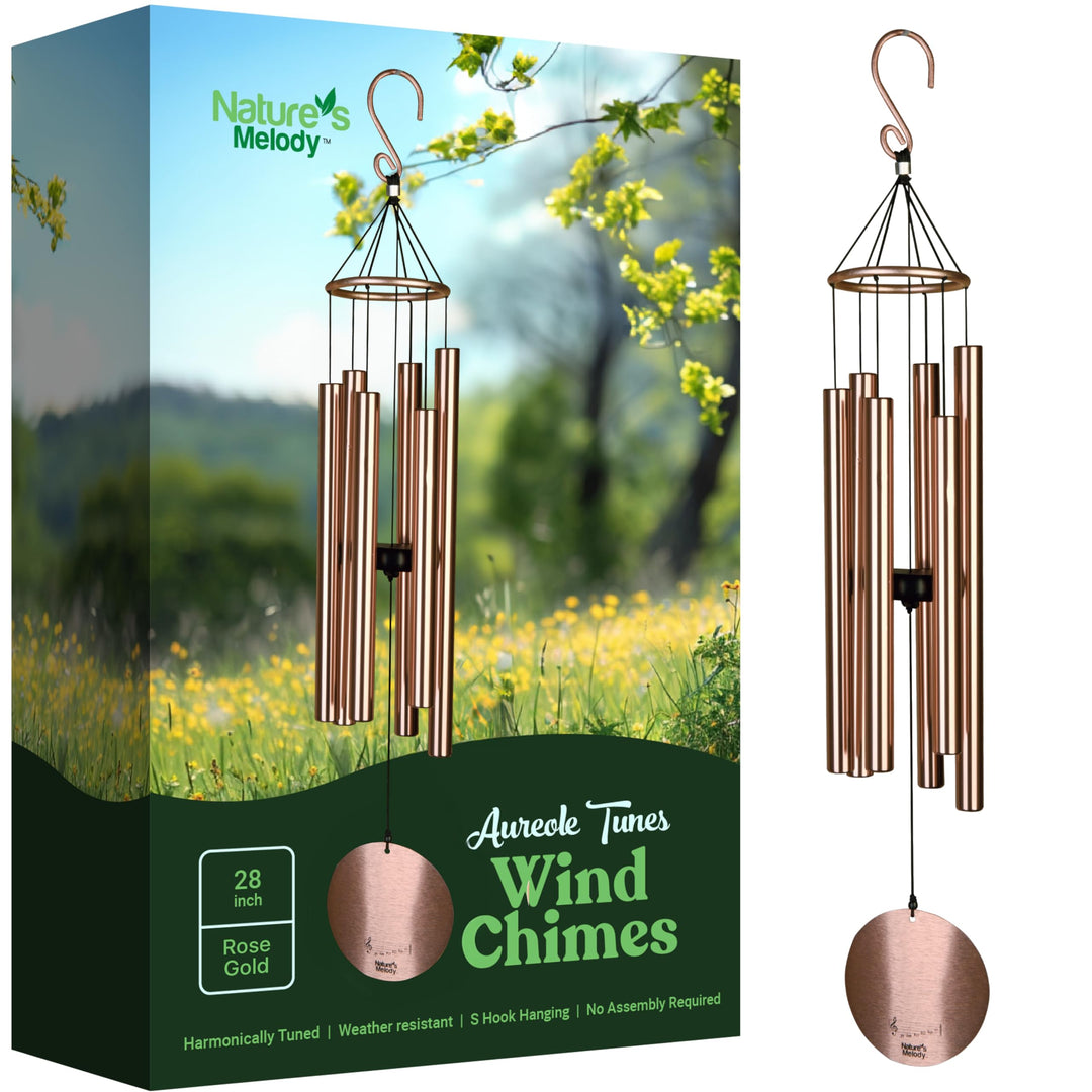 Nature's Melody Aureole Tunes Windspiel – Outdoor-Windspiel mit 6 Röhren, in B-Pentatonik gestimmt,