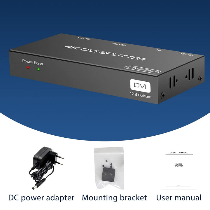 VEDINDUST DVI Splitter mit 2 Ports, der Splitter mit 1 Eingang und 2 Ausgängen unterstützt Auflösung