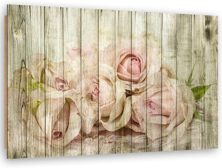 Feeby Dekobild Rosen Deko Wand Kunstdruck rustikal Braun 70x50 cm Deko Paneel 70x50 cm Braun_d, Deko