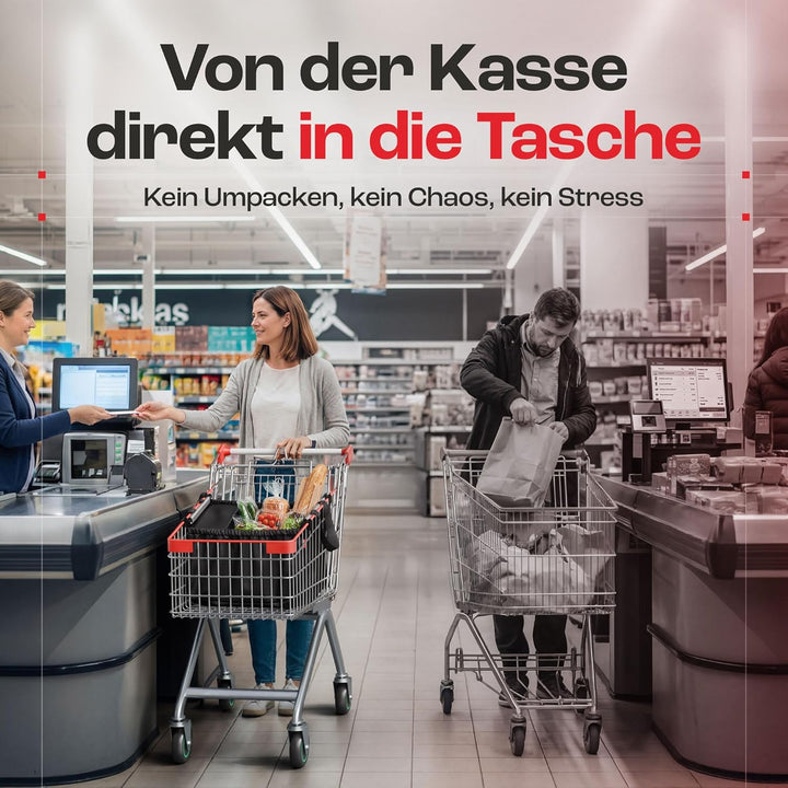 achilles Easy-Cooler Alu, Faltbare Einkaufswagentasche mit Kühlfach, Einkaufstasche passend für alle