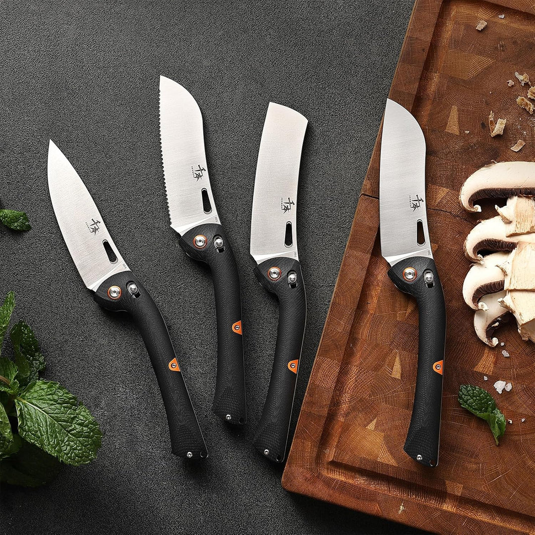 SENBON 440 Sharp Falten Chef Messer G10 Griff Obst Messer Camping Outdoor Back Clip Portable Obst Kü