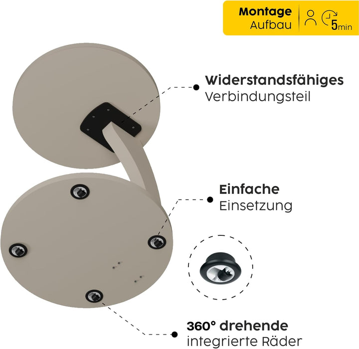 Couchtisch mit Rollen, Kleiner Beistelltisch C Form, Beistelltisch Couch, stylischer Sofatisch in sc