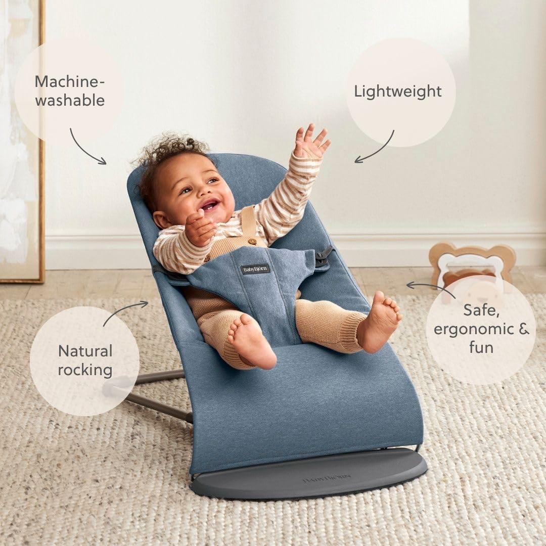 BabyBjörn Babywippe Bliss, Gewebt Melange, Blau