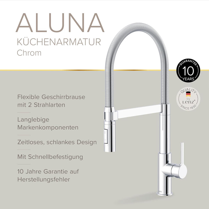 Lenz ALUNA Küchenarmatur mit Pendelbrause Chrom 46070502