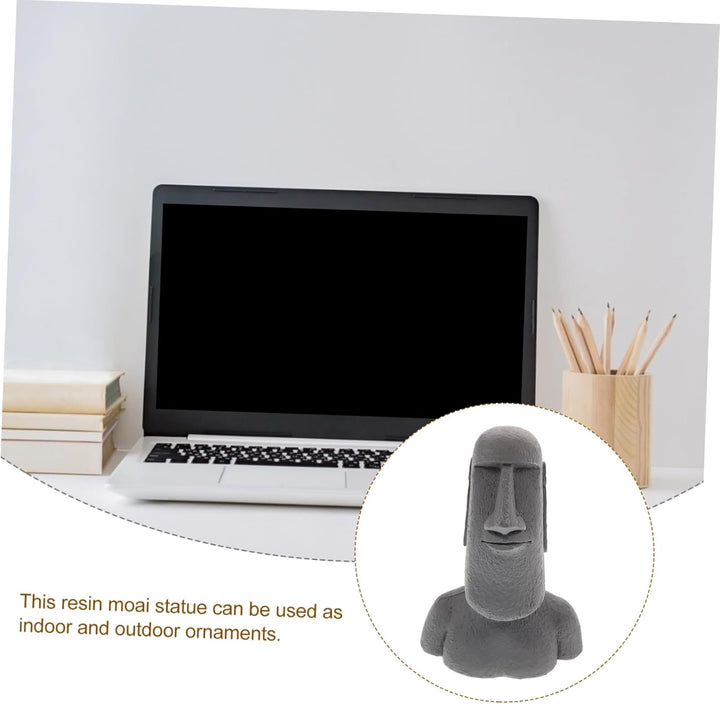 Happyyami Steinstatue Moai-Figur Moai-Statue Moai Tiki Kopf Figur Osterinselfigur Desktop-Moai-Dekor