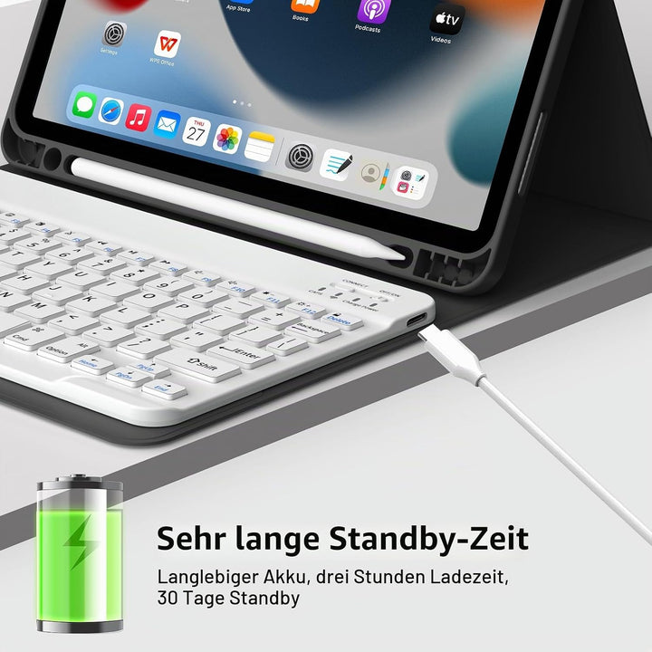 JKSML Tastatur Hülle für iPad (A16) 11./10.Generation 2025/2022 (11/10.9 Zoll) mit Stifthalter, Soft