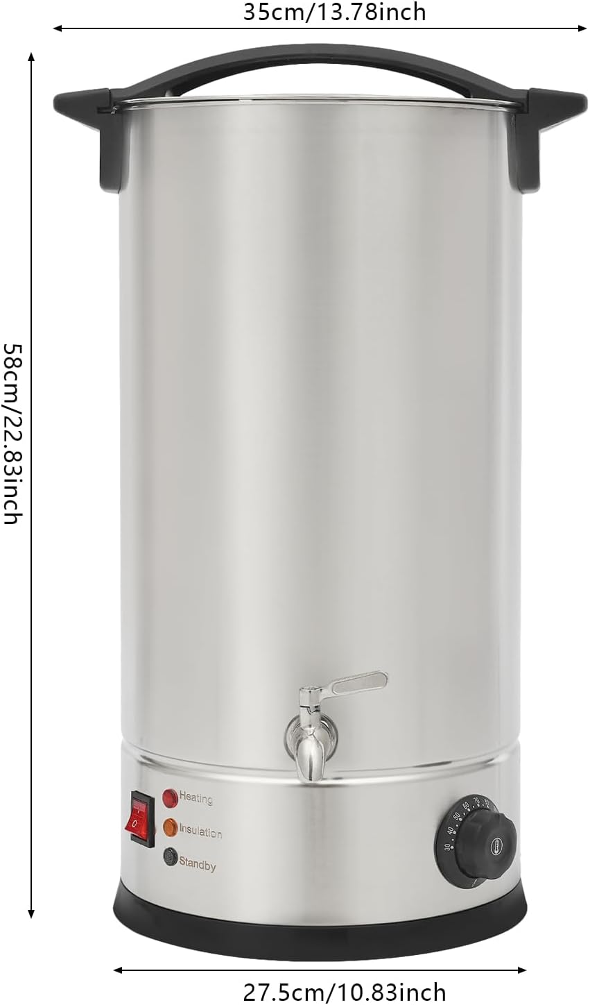 Wachsschmelzer 15L, Wachsschmelztiegel mit Temperaturregelung für Kerzen | 304 Edelstahl + PP, 1800W